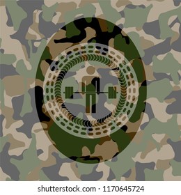 deadlift icon inside camouflaged emblem