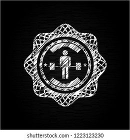 deadlift icon inside chalkboard emblem