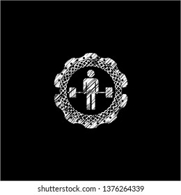 deadlift icon inside chalkboard emblem