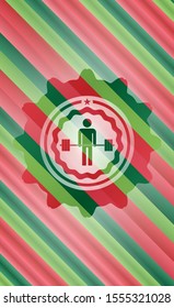 deadlift icon inside christmas badge background.