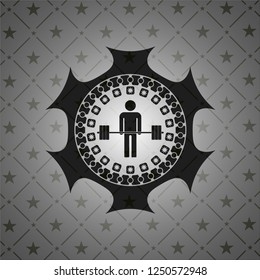deadlift icon inside dark emblem. Retro