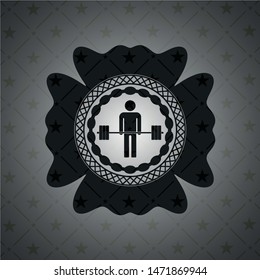 deadlift icon inside dark emblem