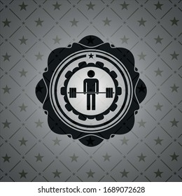 deadlift icon inside dark emblem