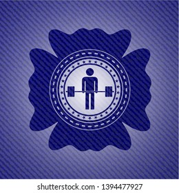 deadlift icon inside denim background