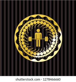 deadlift icon inside gold emblem