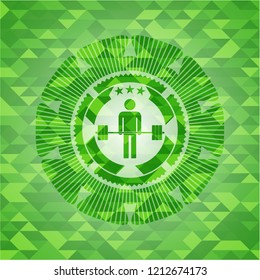 deadlift icon inside green mosaic emblem