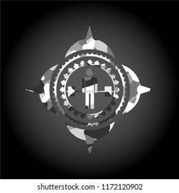 deadlift icon inside grey camo emblem