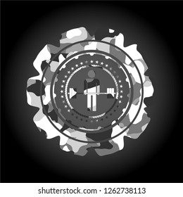 deadlift icon inside grey camouflage texture