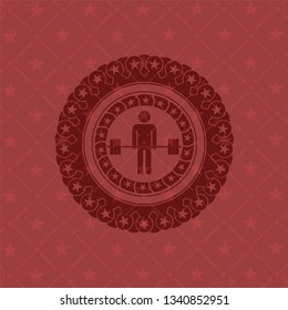deadlift icon inside retro red emblem