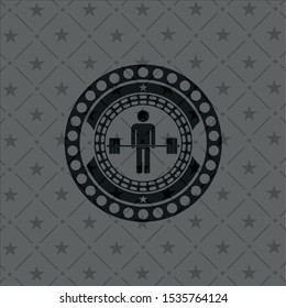 deadlift icon inside retro style black emblem