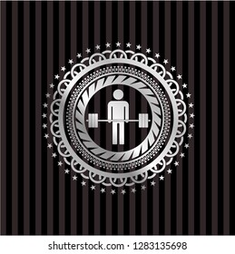 deadlift icon inside silver emblem
