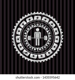 deadlift icon inside silvery badge
