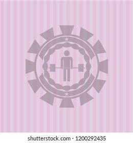 deadlift icon inside vintage pink emblem