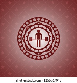 deadlift icon inside vintage red emblem
