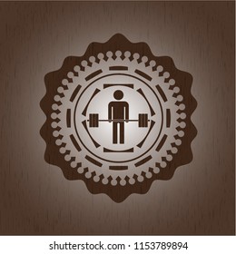 deadlift icon inside vintage wood emblem