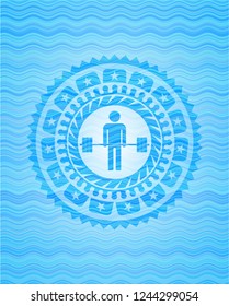 deadlift icon inside water concept emblem.