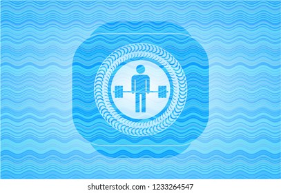 deadlift icon inside water emblem.