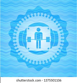 deadlift icon inside water emblem.