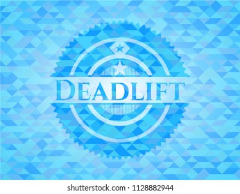 Deadlift light blue emblem. Mosaic background