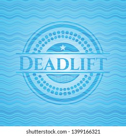 Deadlift light blue water wave style emblem. Vector Illustration. Detailed.