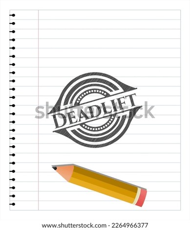 Deadlift pencil emblem. Vector Illustration. Detailed. 