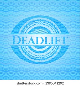 Deadlift sky blue water wave emblem background. Vector Illustration. Detailed.