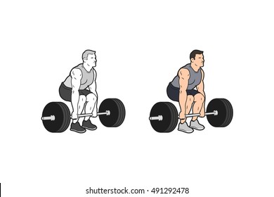 Deadlifting Man Illustration Graphic 