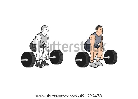 Deadlifting Man Illustration Graphic 