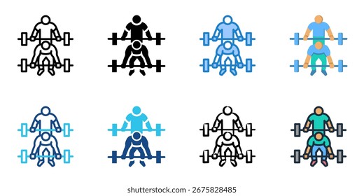 Ícone de Deadlifts definir coleção de vários estilos 
