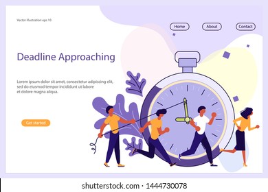 Deadline Approaching Website template for design ui ux and mobile website development, business presentation. Business strategy, analytics and brainstorming landing page. Flat Art Vector illustration