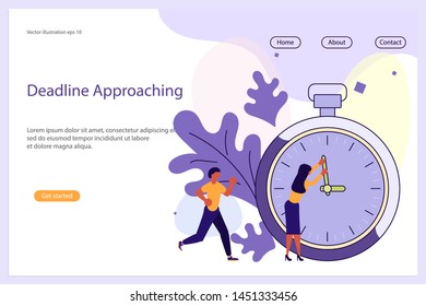 Deadline Approaching Website template for design ui ux and mobile website development, business presentation. Business strategy, analytics and brainstorming landing page. Flat Art Vector illustration
