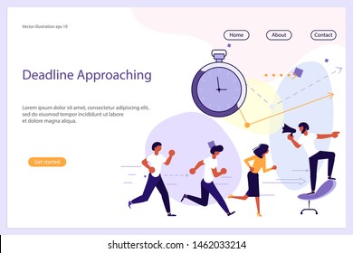 Deadline Approaching Website template for design ui ux and mobile website development, business presentation. Business strategy, analytics and brainstorming landing page. Flat Art Vector illustration