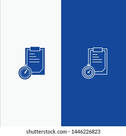 Deadline, Business, Planning, Time Line and Glyph Solid icon Blue banner Line and Glyph Solid icon Blue banner