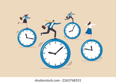 Deadline or busy work, time management, team productivity, work efficiency or fast speed to complete within time countdown, performance concept, business people riding clock to finish work assignment.