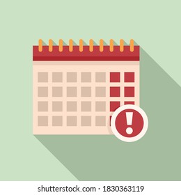 Icono de alerta de calendario de fecha límite. Ilustración plana del icono del vector de alerta de calendario de plazo para el diseño web