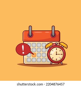 Deadline Calendar Illustration with Alarm Clock Vector