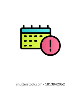 Icono de vector de degradado de color de tiempo, fecha límite, calendario