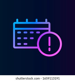 Icono de fecha límite, calendario, hora y límite. Línea delgada simple, vector de esquema de iconos de administración de proyectos para ui y ux, sitio web o aplicación móvil