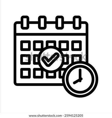 Deadline Check Line Vector Illustration On White Background.