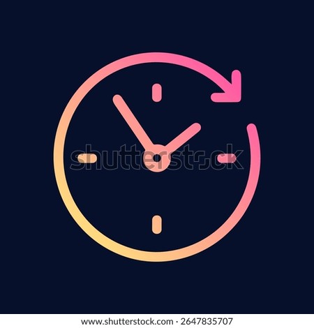 Deadline clock with circular arrow symbol. Icon symbol illustration