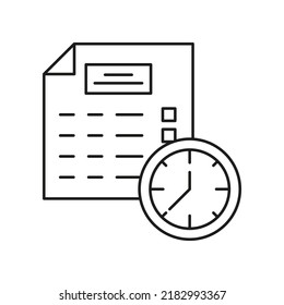 Fecha límite, icono de línea de concepto de reloj. Ilustración de elemento simple. Plazo, diseño de símbolos de esquema de concepto de reloj desde un conjunto de negocios. Se puede usar para web y móvil con fondo blanco