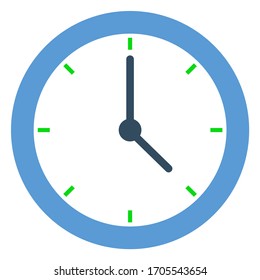 Deadline clock vector, isolated icon of timer with hands and numbers. Time management and organization, hours and minutes, alarm for projects flat style. Five 5 clock