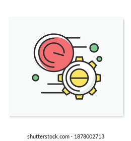 Deadline color icon. Gear with timer linear pictogram. Production schedule, development and creative projects time management concept. Isolated vector illustration of creative production