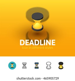 Deadline color icon, vector symbol in flat, outline and isometric style isolated on blur background