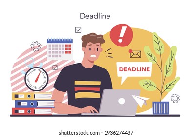 Deadline concept. Idea of many work and few time. Panic and stress in office.