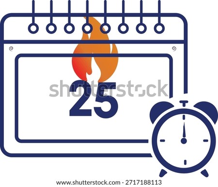 Deadline Concept Illustration with Burning Calendar and Alarm Clock
