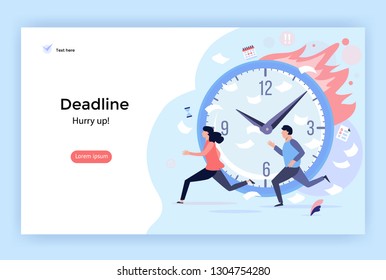 Deadline concept illustration, perfect for web design, banner, mobile app, landing page, vector flat design