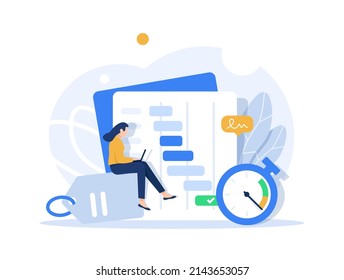 Deadline concept illustration, perfect for web design, banner, mobile app, landing page, vector flat design