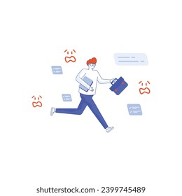 Terminkonzept. Stresste Mitarbeiter arbeiten Überstunden. Müde Arbeiter Deadline-Zeitbombe. Zeitmanagement, Führungsdruck am Arbeitsplatz, Freelance-Programmierer kämpfen mit der Frist.