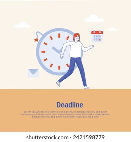 Terminkonzept. Stresste Mitarbeiter arbeiten Überstunden. Müde Arbeiter Deadline-Zeitbombe. Zeitmanagement, Führungsdruck am Arbeitsplatz, Freelance-Programmierer kämpfen mit der Frist.